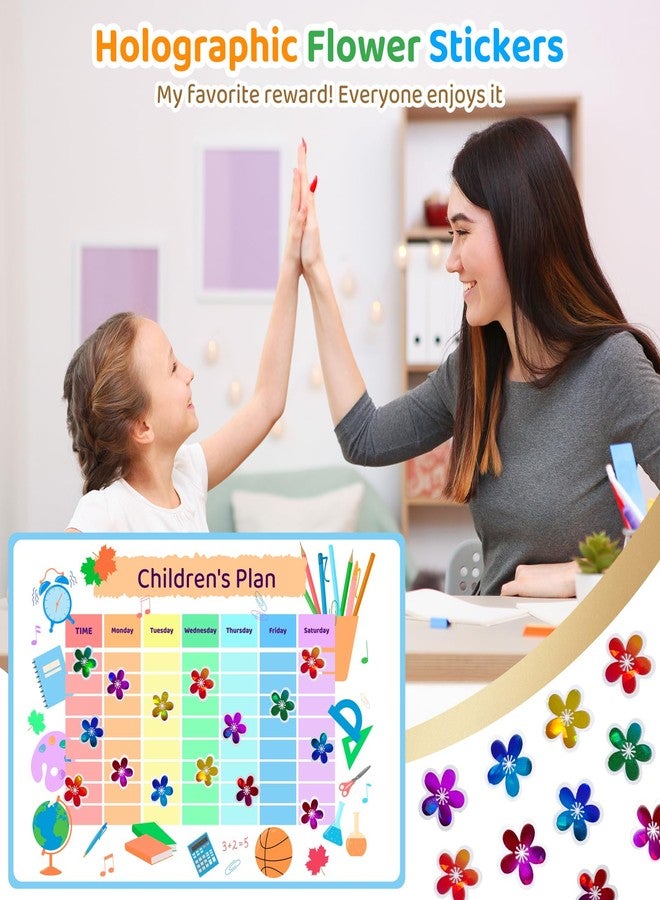 Germiwipe 1440pcs Holographic Stickers, Reward Stickers for Kids - Bulk Small Flower Stikers for School Classroom Student Teacher Supplies Behavior Reward Chart (0.6") FL-30A - Image 4